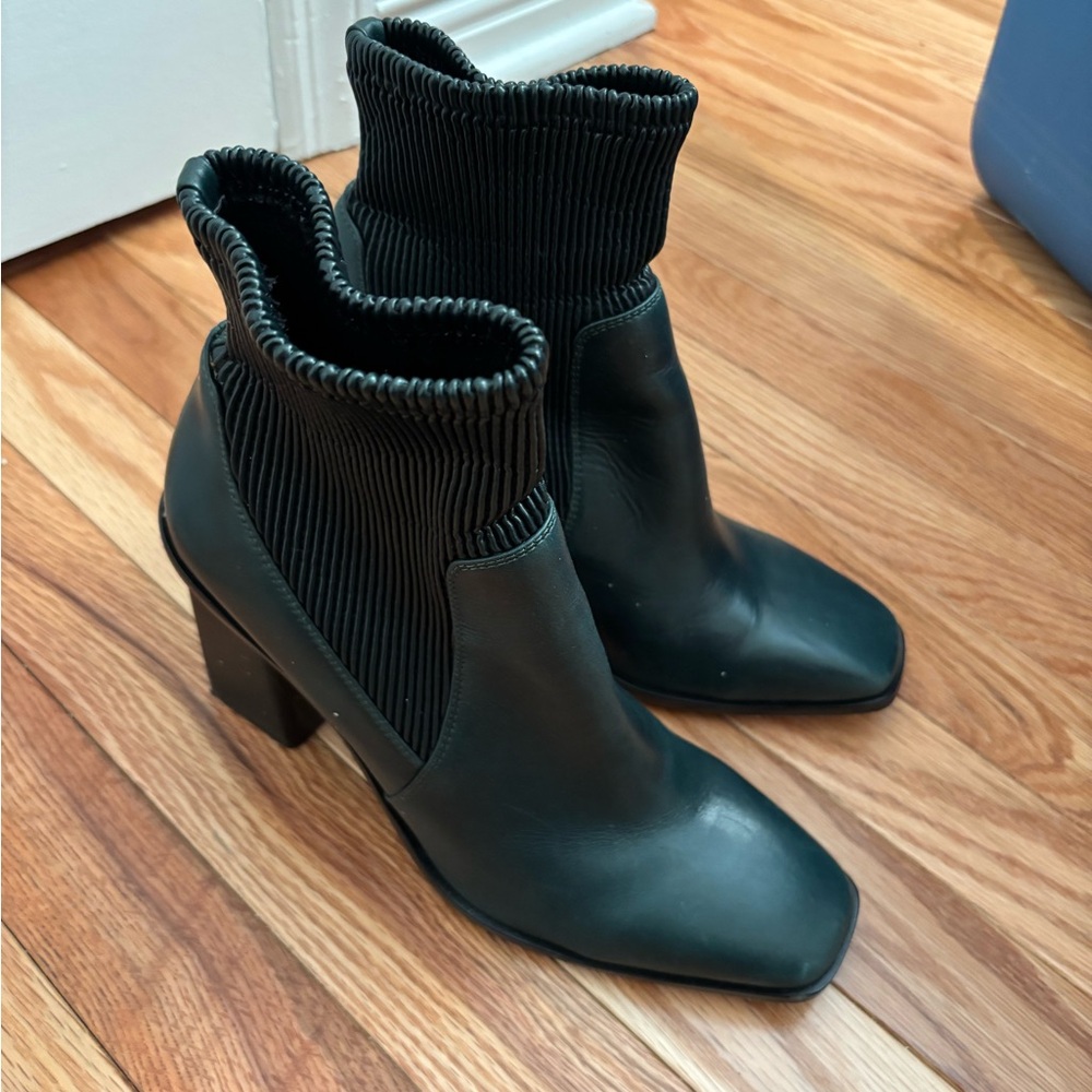 Dark Green Genuine Leather Ankle Boots
